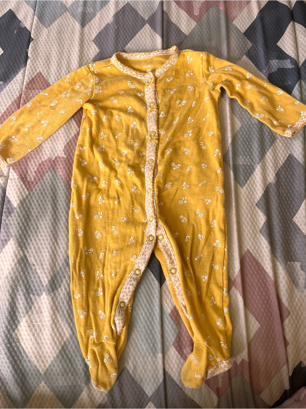 Carter's Mustard Yellow Floral Footed One-Piece